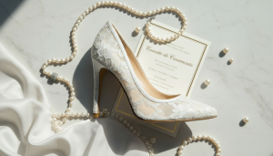 sapato de noiva elegante com detalhes de luxo