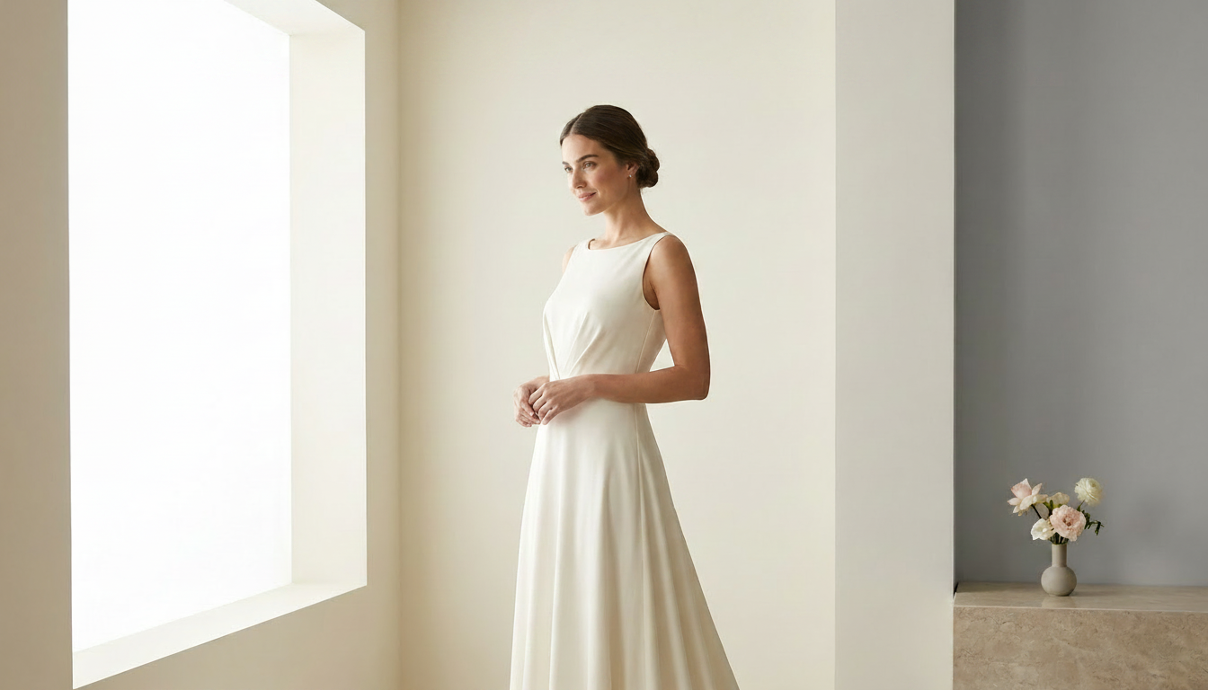 noiva elegante em casamento em maio em ambiente minimalista