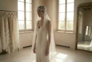 noiva usando véu juliet cap estilo vintage